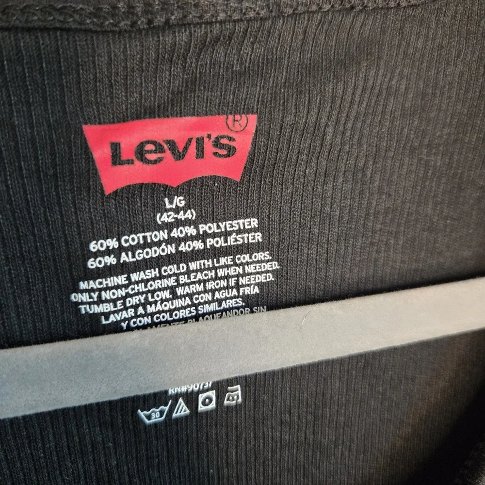 Levis Mens Ribbed Black Sleeveless Tank Racerback Top Shirt Sz L Large Grunge
